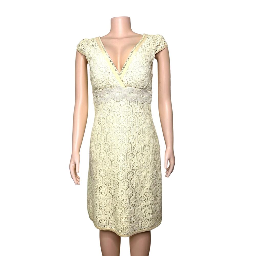Vintage Phoebe Couture Women’s Silk Lined Cotton Dress Size 10 Cream